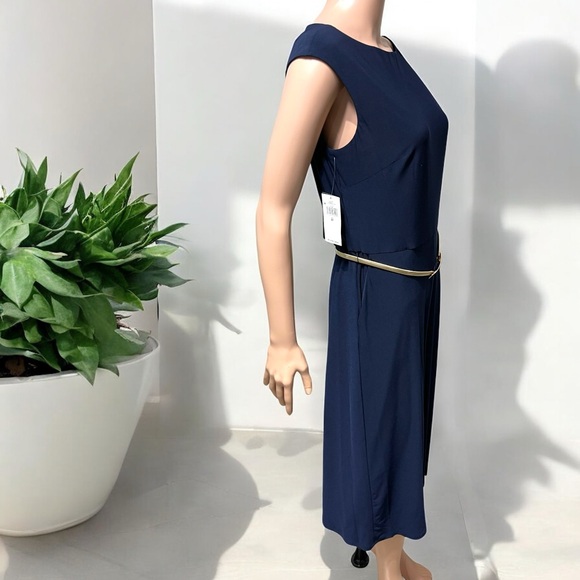Ralph Lauren Women's Blue Cap Sleeve Wide-Leg Culotte Dress Jumpsuit w/ Pockets - Picture 10 of 16